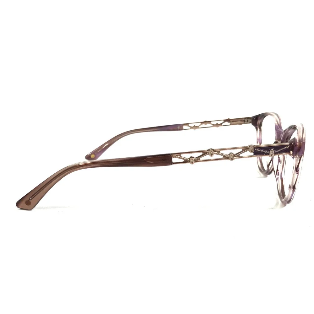 Bulova Eyeglasses Frames Purple Rose Gold Woven Chain Cat Eye 52-18-140
